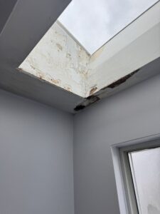Drywall on a ceiling repaired