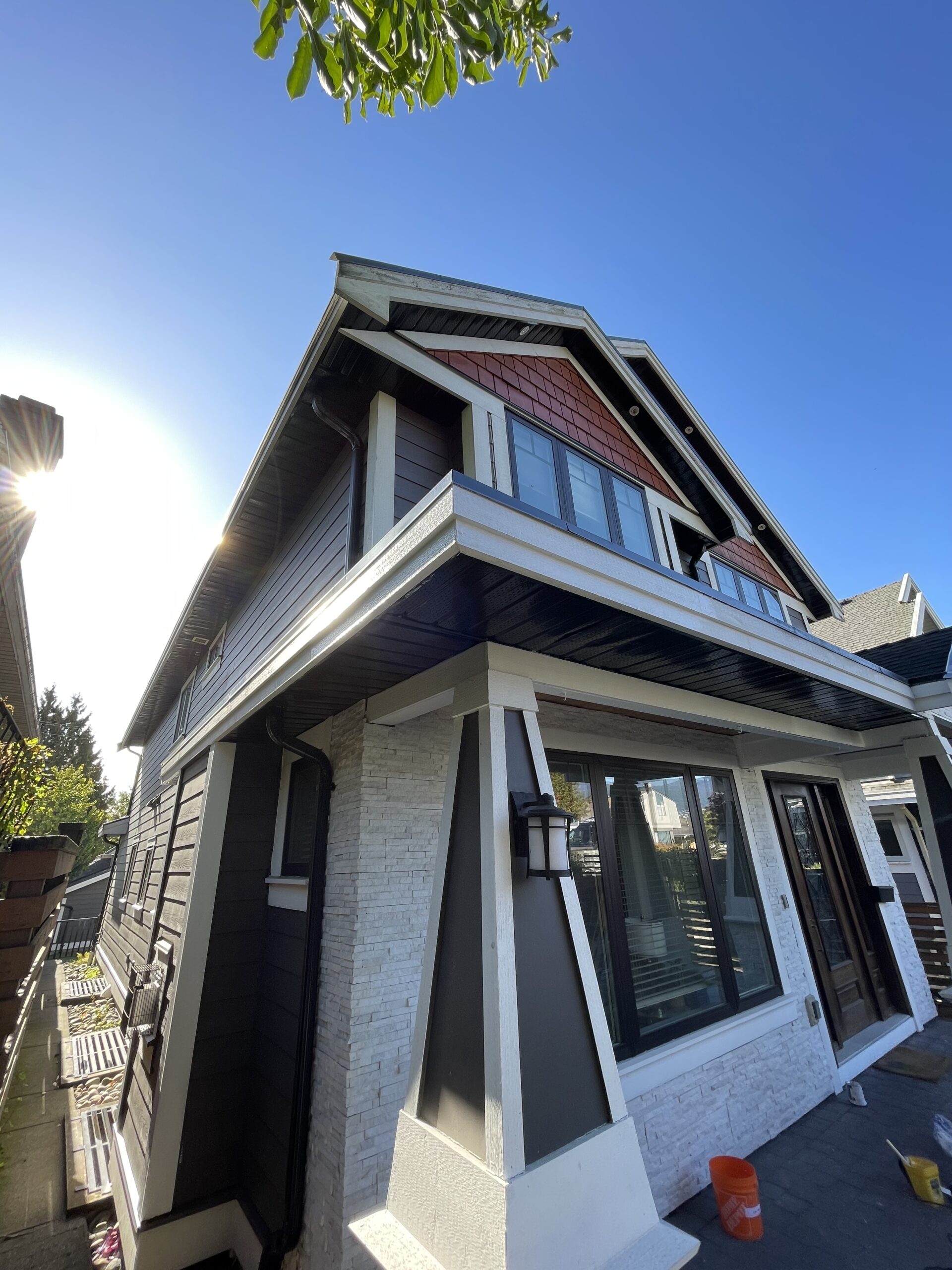 A house's corner after being repaired
